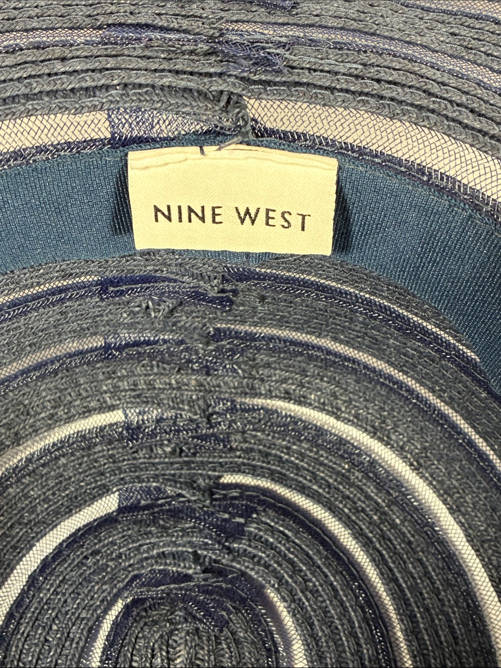 Nine West Navy Striped Wide-Brim Sun Hat - Picture 3 of 10